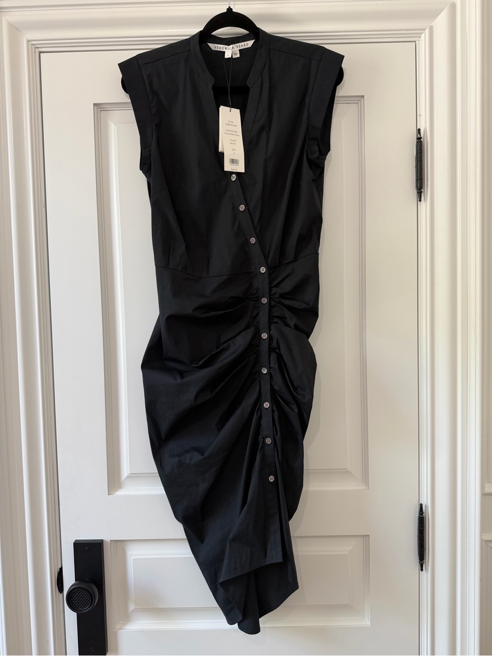 Veronica Beard - Ruched Shirt Dress - Black - Size 4 - NWT